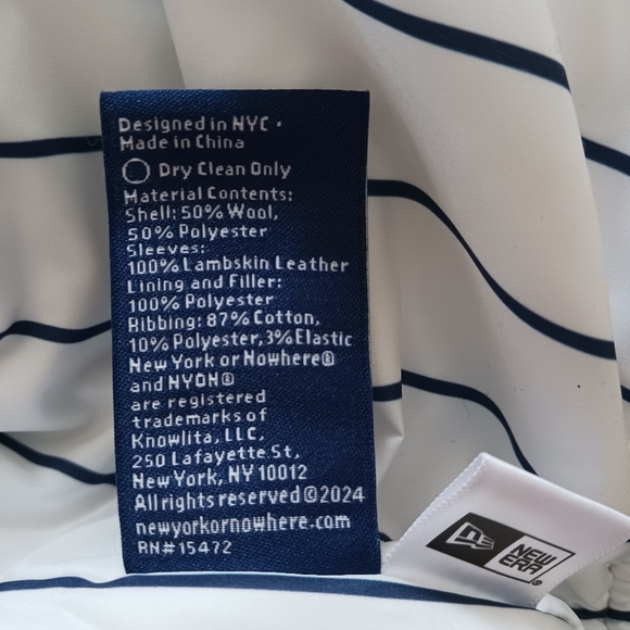 NWOT NYON YANKEES boys Lambskin Leather/ Wool Bomber Jacket Size XS - Picture 9 of 10